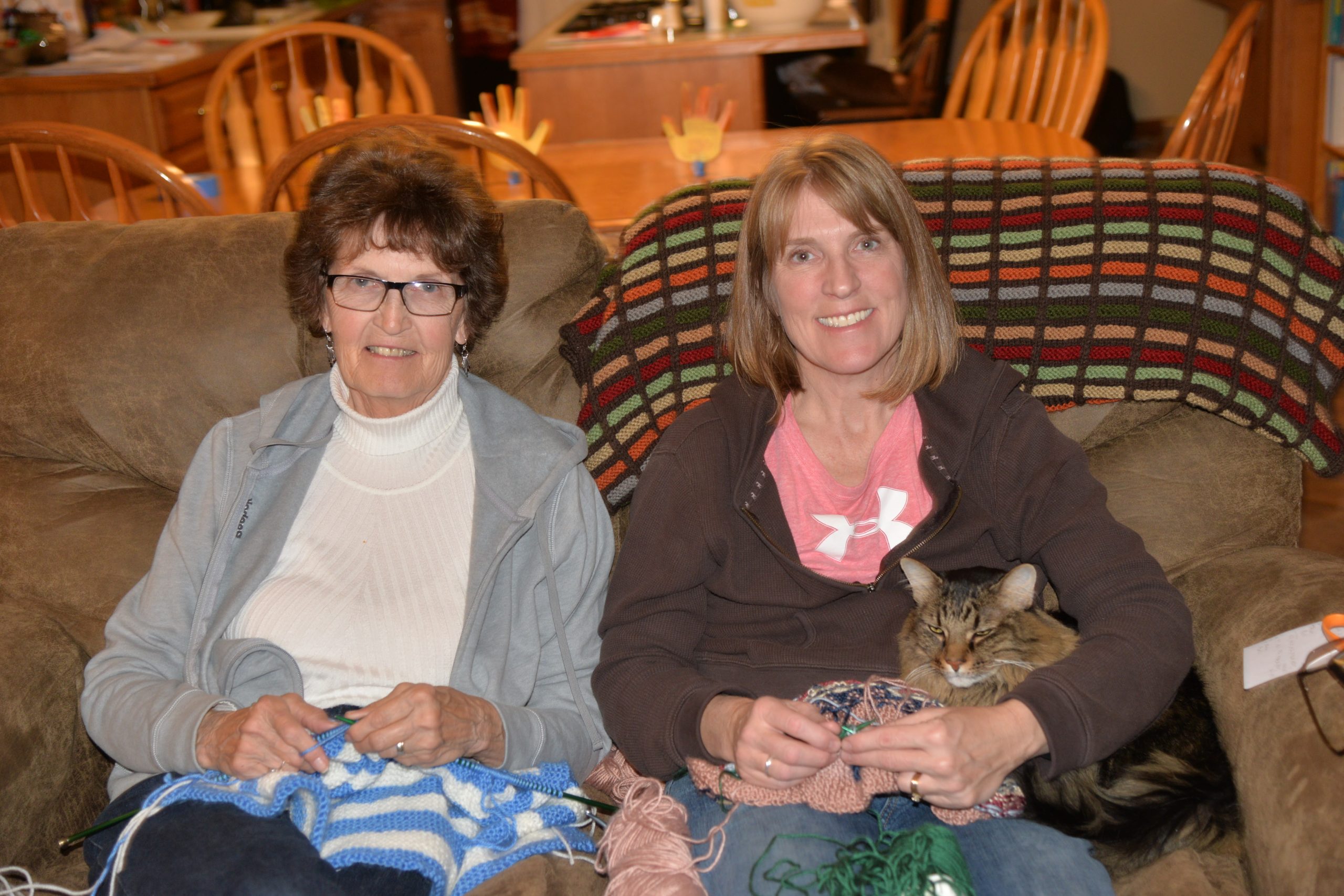 Working on knitting projects